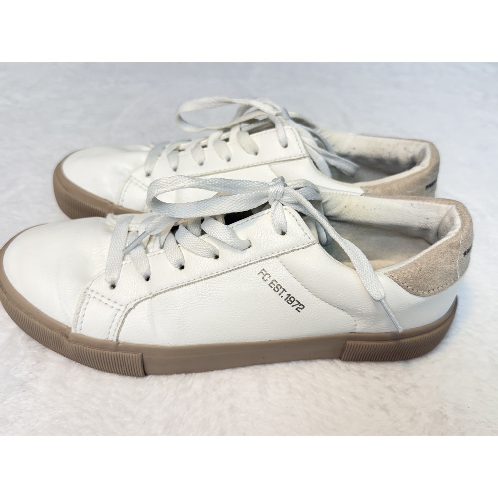 French Connection Womens Becka Lace Up Sneakers Linen White Size 7.5